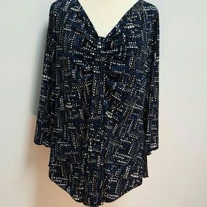 Nine West Women's XXL multi-colored long sleeve tunic pullover top